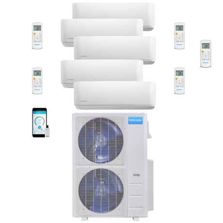 MRCOOL DIY Mini Split - 48,000 BTU 5 Zone Ductless Air Conditioner and Heat Pump, DIY-B-548HP0909090912 - Home Elegance USA
