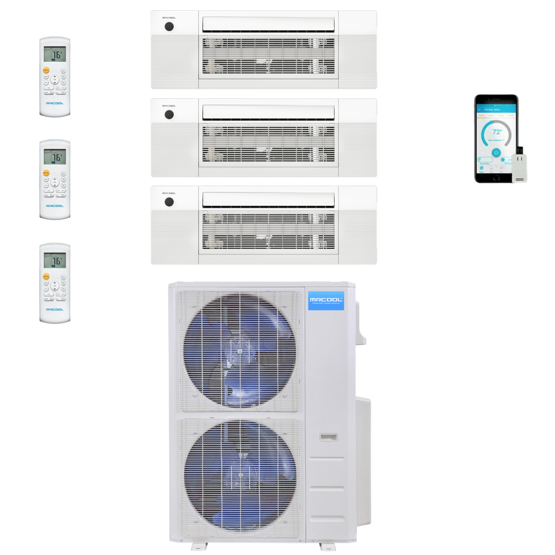 MRCOOL DIY Mini Split - 54,000 BTU 3 Zone Ceiling Cassette Ductless Air Conditioner and Heat Pump, DIY-BC-348HP181818 - Home Elegance USA