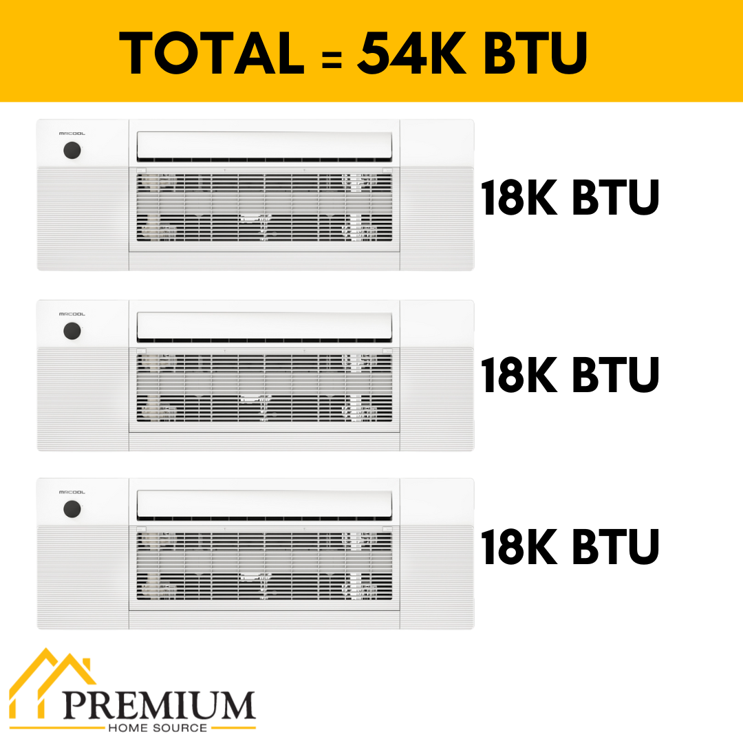 MRCOOL DIY Mini Split - 54,000 BTU 3 Zone Ceiling Cassette Ductless Air Conditioner and Heat Pump, DIY-BC-348HP181818 - Home Elegance USA