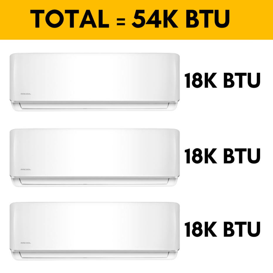 MRCOOL DIY Mini Split - 54,000 BTU 3 Zone Ductless Air Conditioner and Heat Pump with 25 ft. Install Kit, DIYM348HPW03C28 - Home Elegance USA
