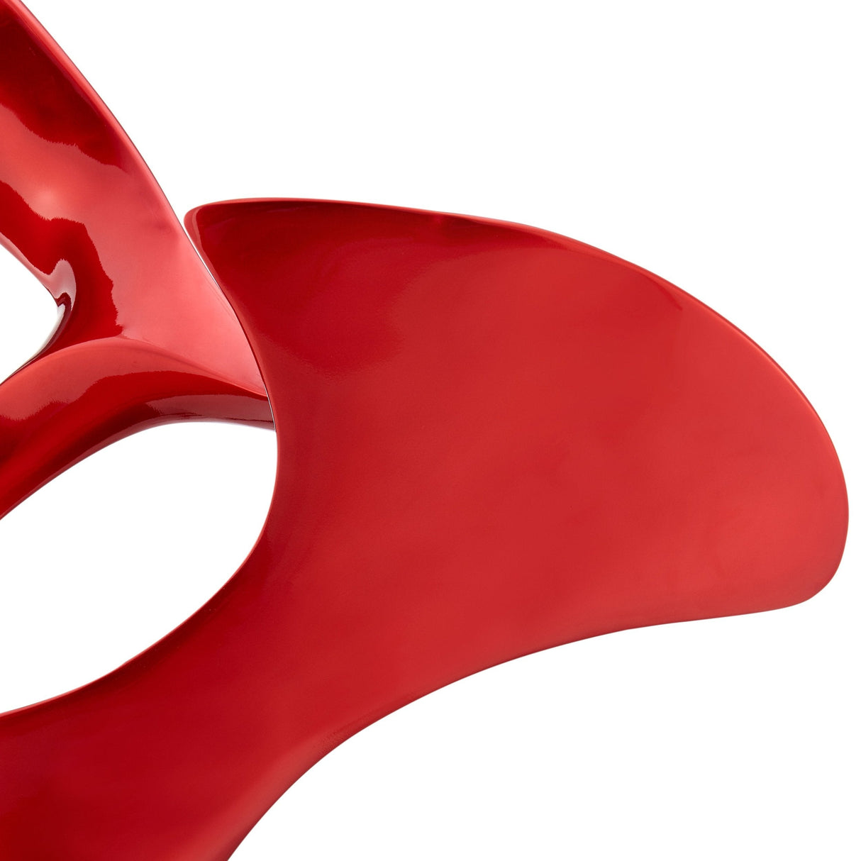 Metallic Red Abstract Mask Floor Sculpture With Black Stand, 54" Tall - Home Elegance USA