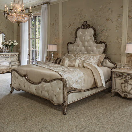 Michael Amini Platine De Royale Champagne Panel Bed - Home Elegance USA