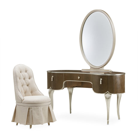 Aico Furniture - Villa Cherie 3 Piece Vanity Desk Set In Hazelnut - N9008000Van3-410