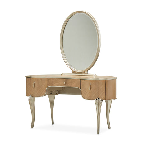 Aico Furniture - Villa Cherie Caramel Vanity With Mirror In Chardonnay - N9008058-68-134