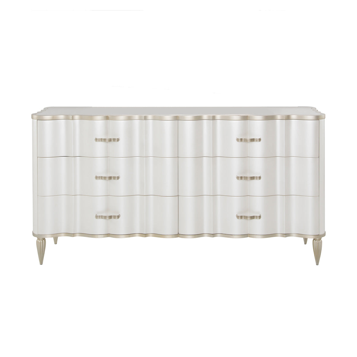 Aico Furniture - London Place Storage Console-Dresser With Mirror In Creamy Pearl - Nc9004050-260-112