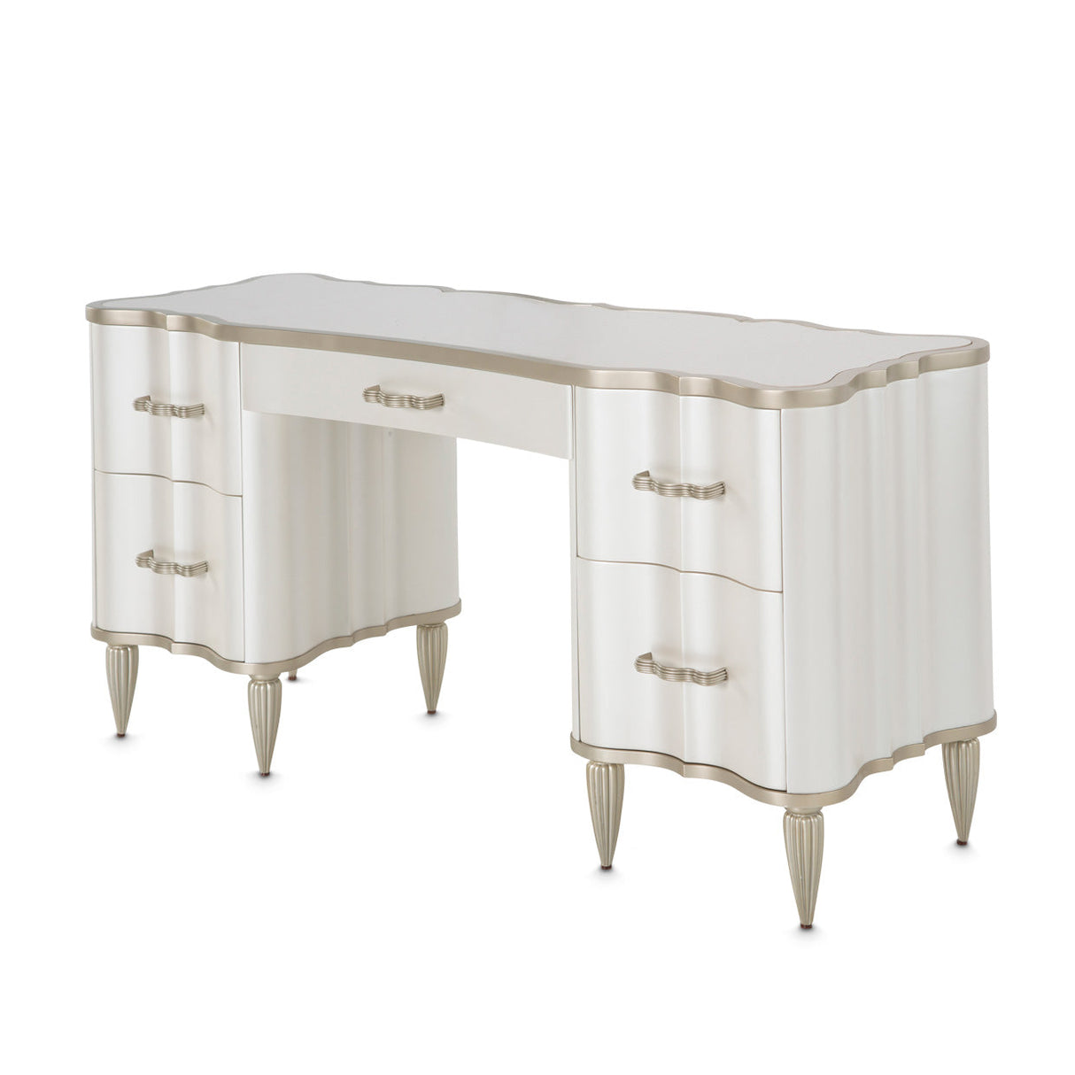 Aico Furniture - London Place Vanity Desk With Vanity Mirror In Creamy Pearl - Nc9004058-068-112