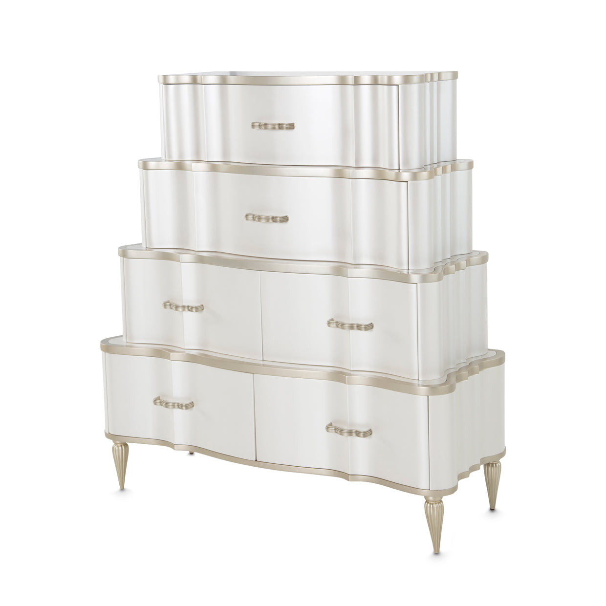 Aico Furniture - London Place Tiered Vertical Storage Cabinets-Chest In Creamy Pearl - Nc9004070-112