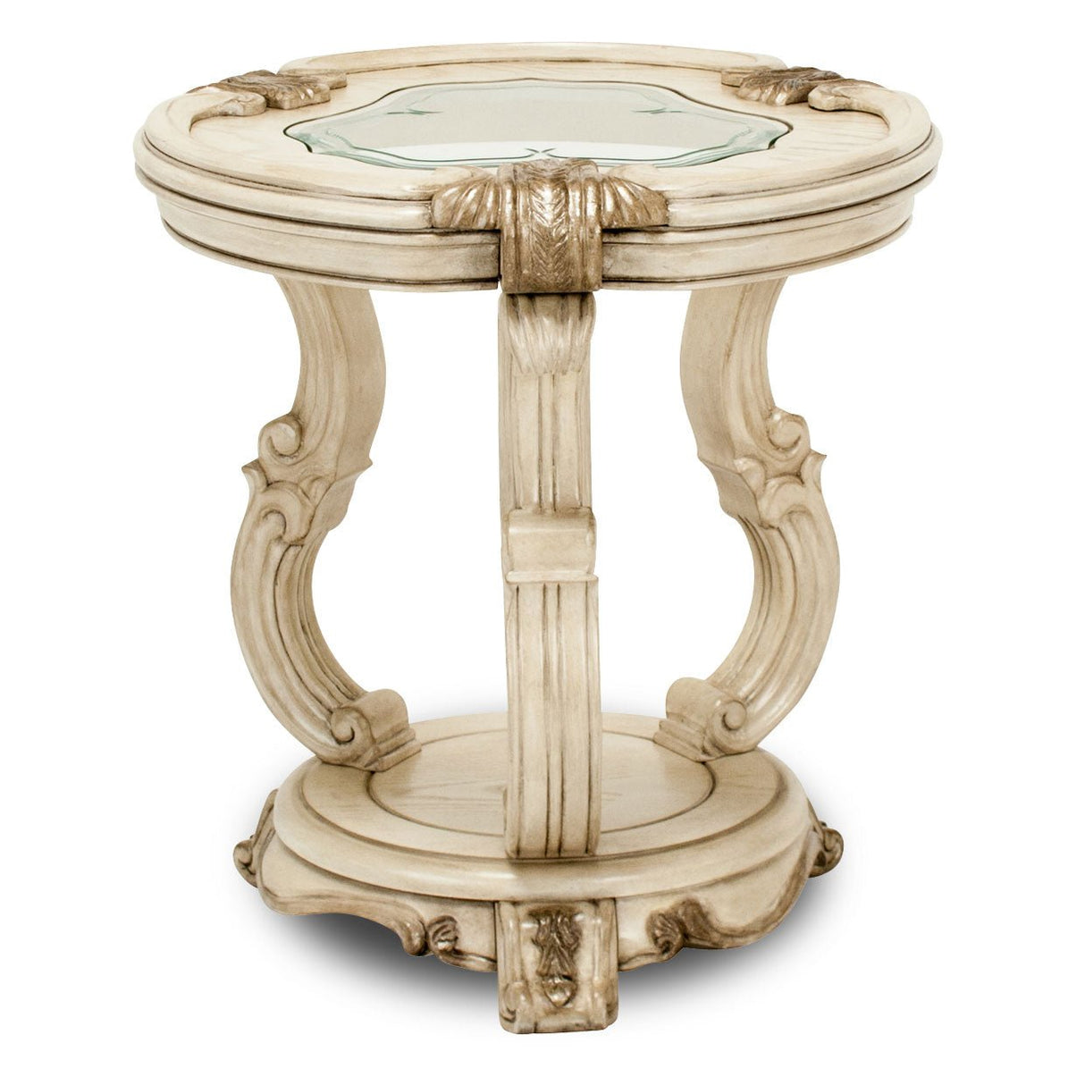 Michael Amini Platine De Royale Champagne Chair Side Table - Home Elegance USA