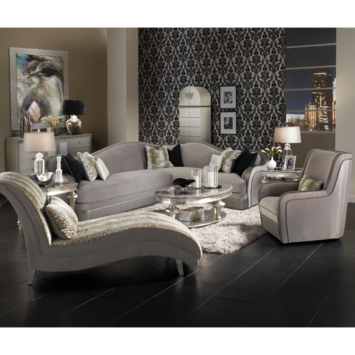 Aico Furniture - Hollywood Swank Upholstered Dresser In Crystal Croc - Nt03050-09