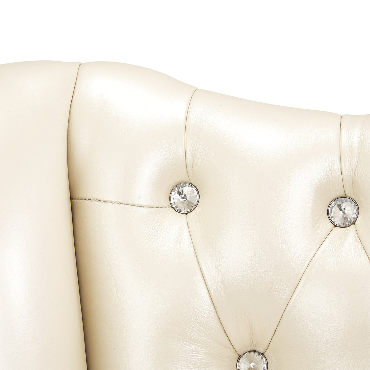 Aico Furniture - Hollywood Swank Modern Crystal Tufted Desk Chair In Creamy Pearl - 03244-14