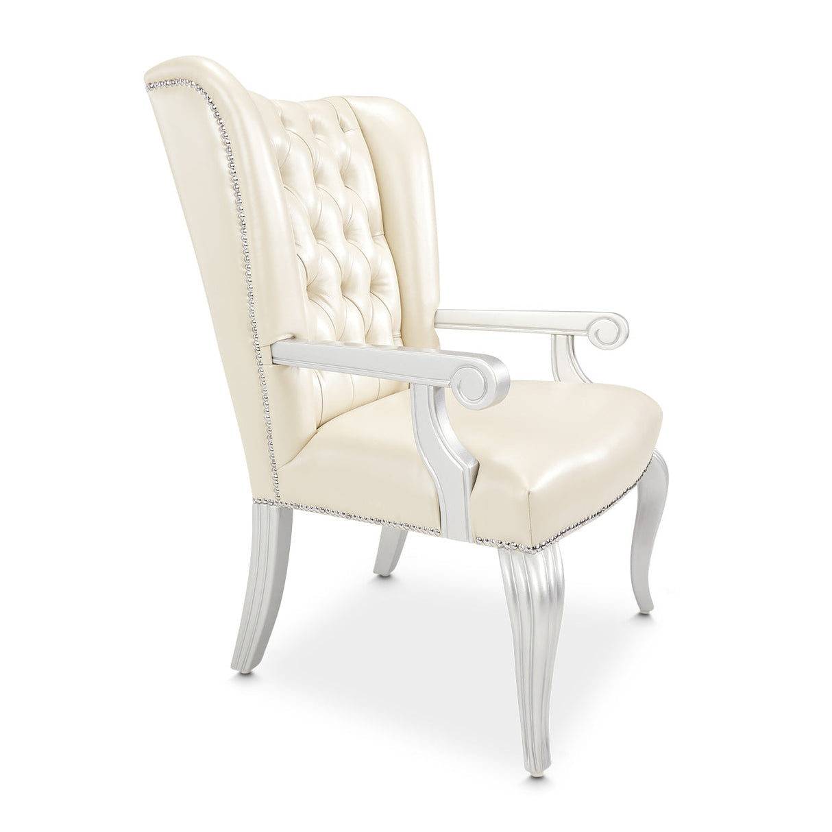 Aico Furniture - Hollywood Swank Modern Crystal Tufted Desk Chair In Creamy Pearl - 03244-14