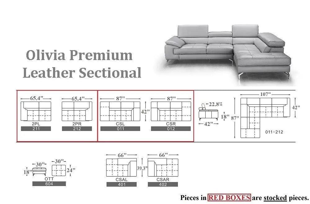Olivia Premium Leather Sectional by J&M Furniture J&M Furniture