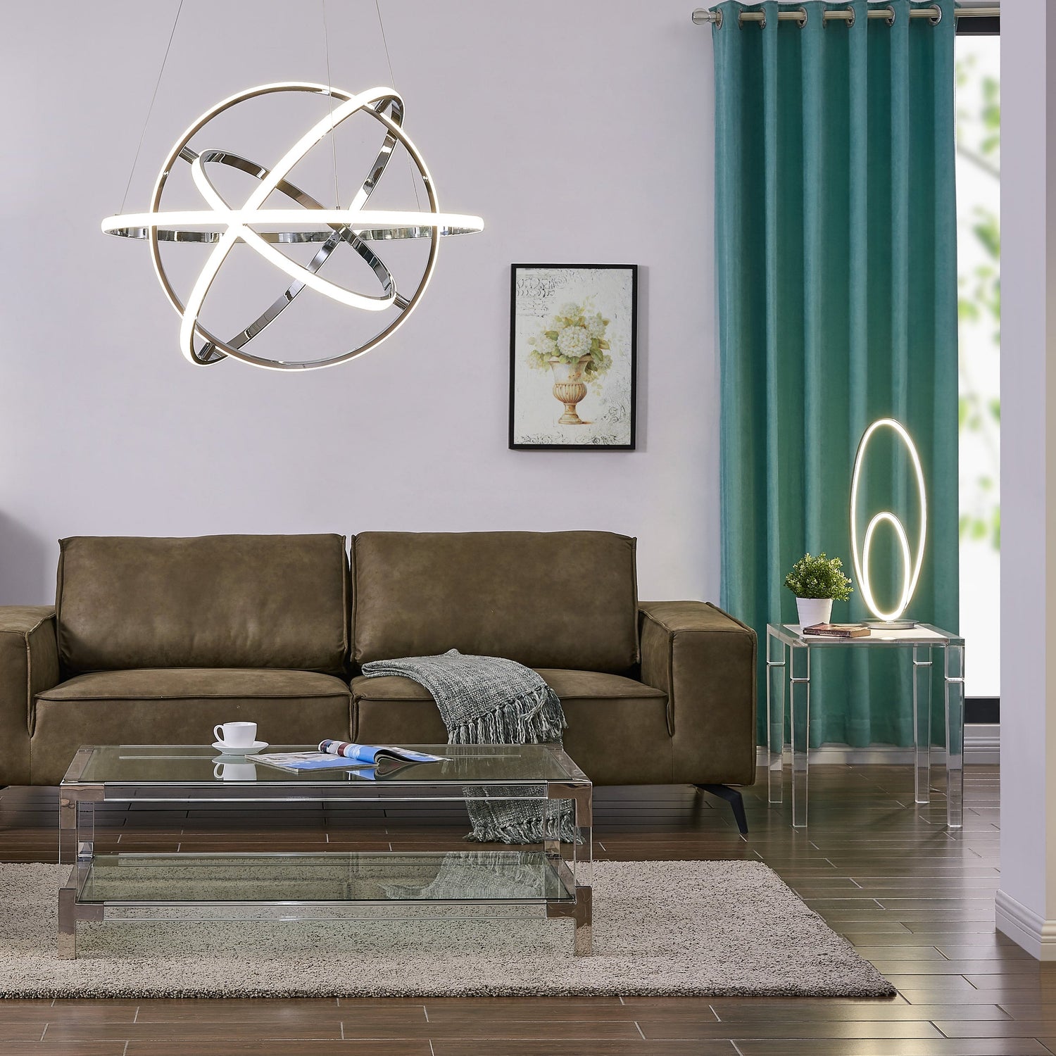 Oxford LED Adjustable Chandelier // Chrome - Home Elegance USA