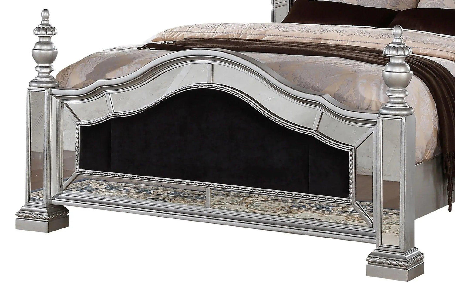 Pamela 6Pc Transitional Bedroom Set in Silver Finish by Cosmos Furniture Cosmos Furniture