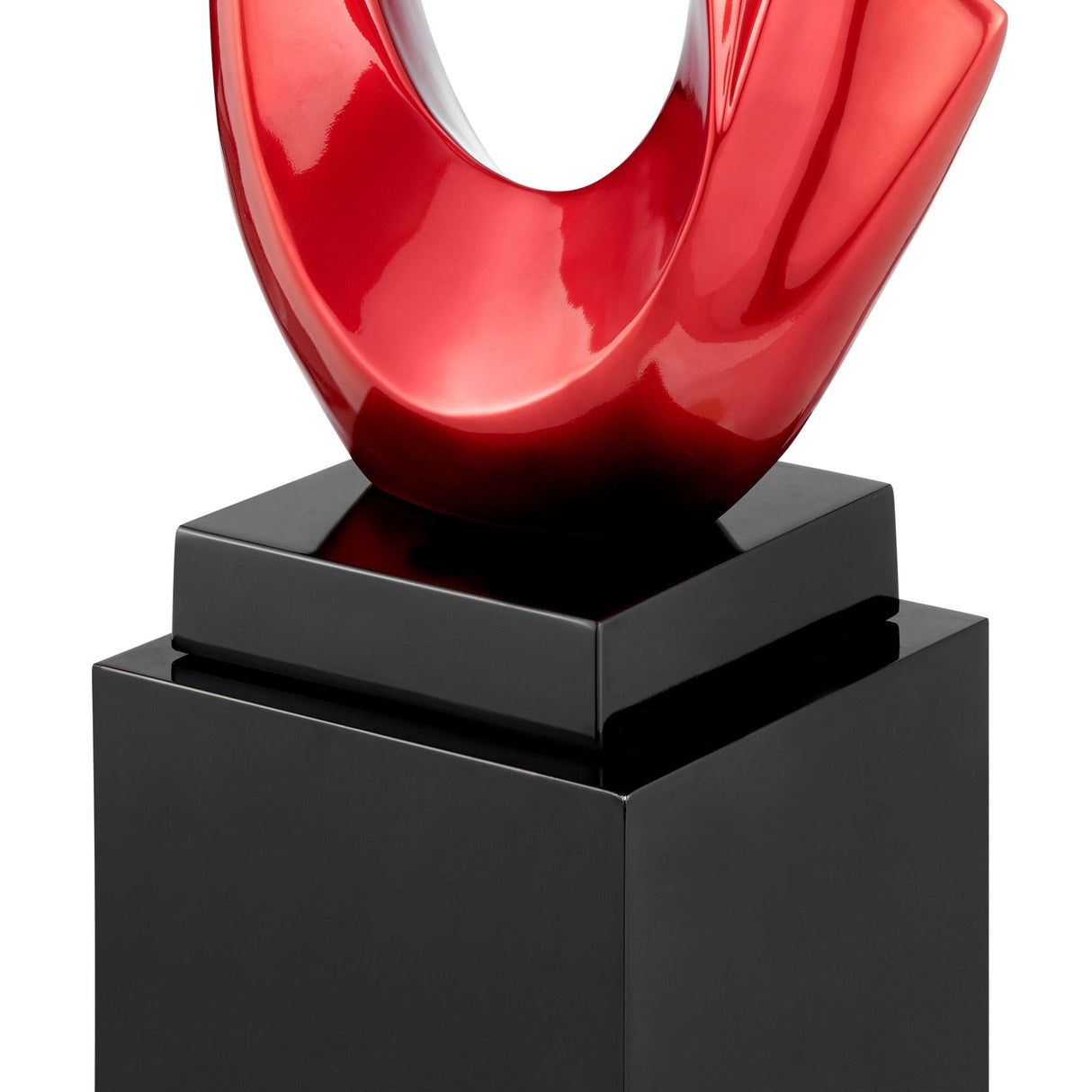 Red Fluid Abstract Floor Sculpture With Black Stand, 59" Tall - Home Elegance USA