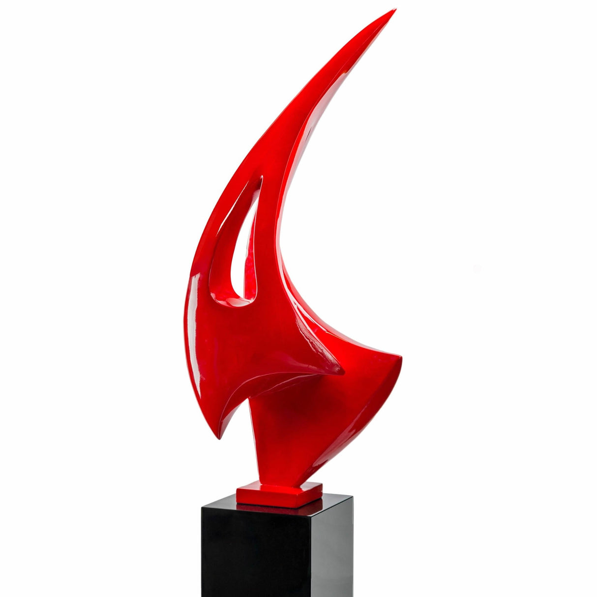 Red Sail Floor Sculpture With Black Stand, 70" Tall - Home Elegance USA