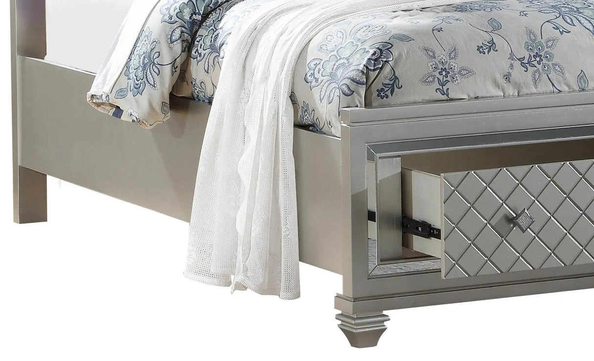 Shiney 6-Piece Bedroom Set Silver or White Finish – Cosmos Furniture - sold by Home Elegance USA