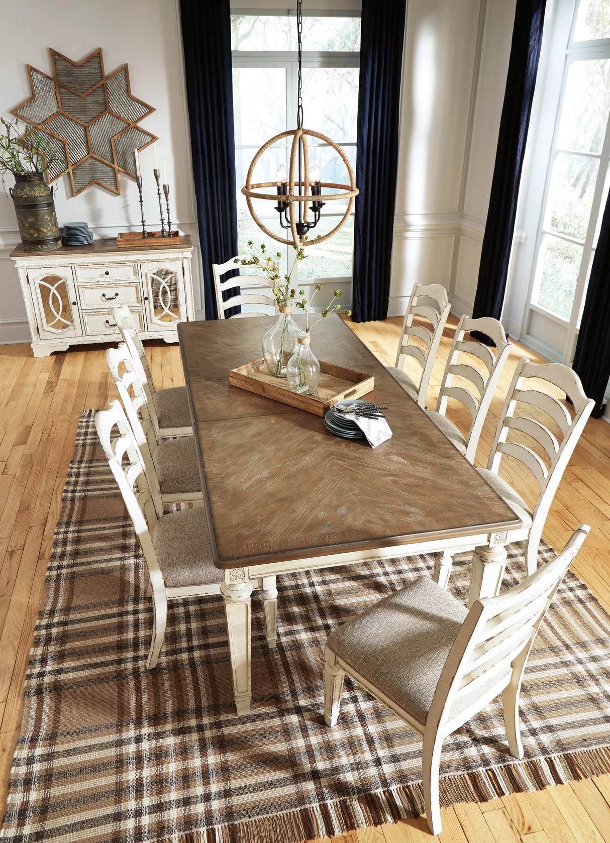 Ashley Chipped White Realyn RECT Dining Room EXT Table D743-45 - Home Elegance USA