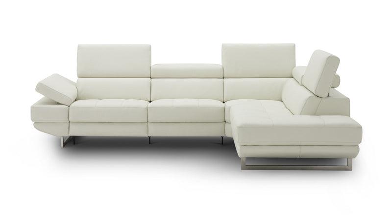 J&M Furniture - The Annalaise Recliner Leather Right Hand Chaise Sectional In Snow White - 19966-Rhfc