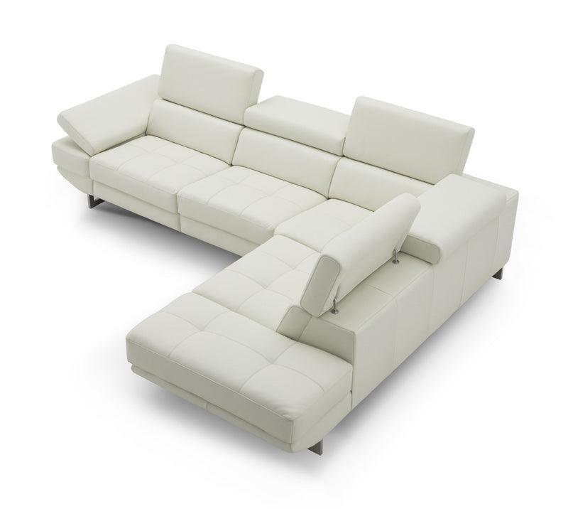 J&M Furniture - The Annalaise Recliner Leather Right Hand Chaise Sectional In Snow White - 19966-Rhfc