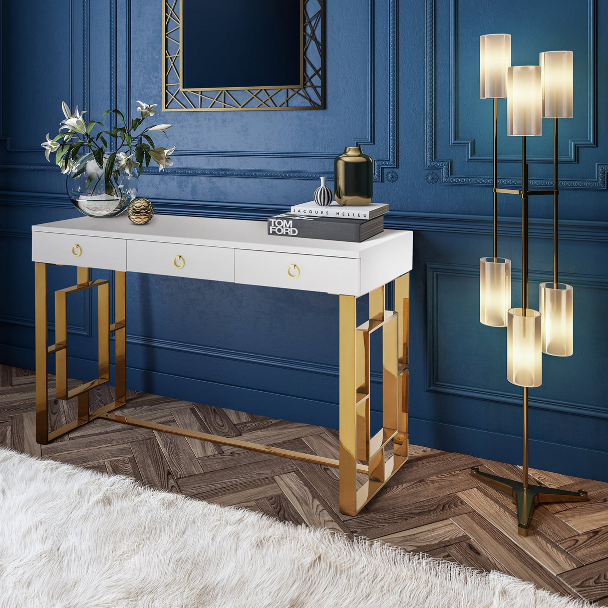 Audrey Lacquer Desk | TOV | Home Elegance USA