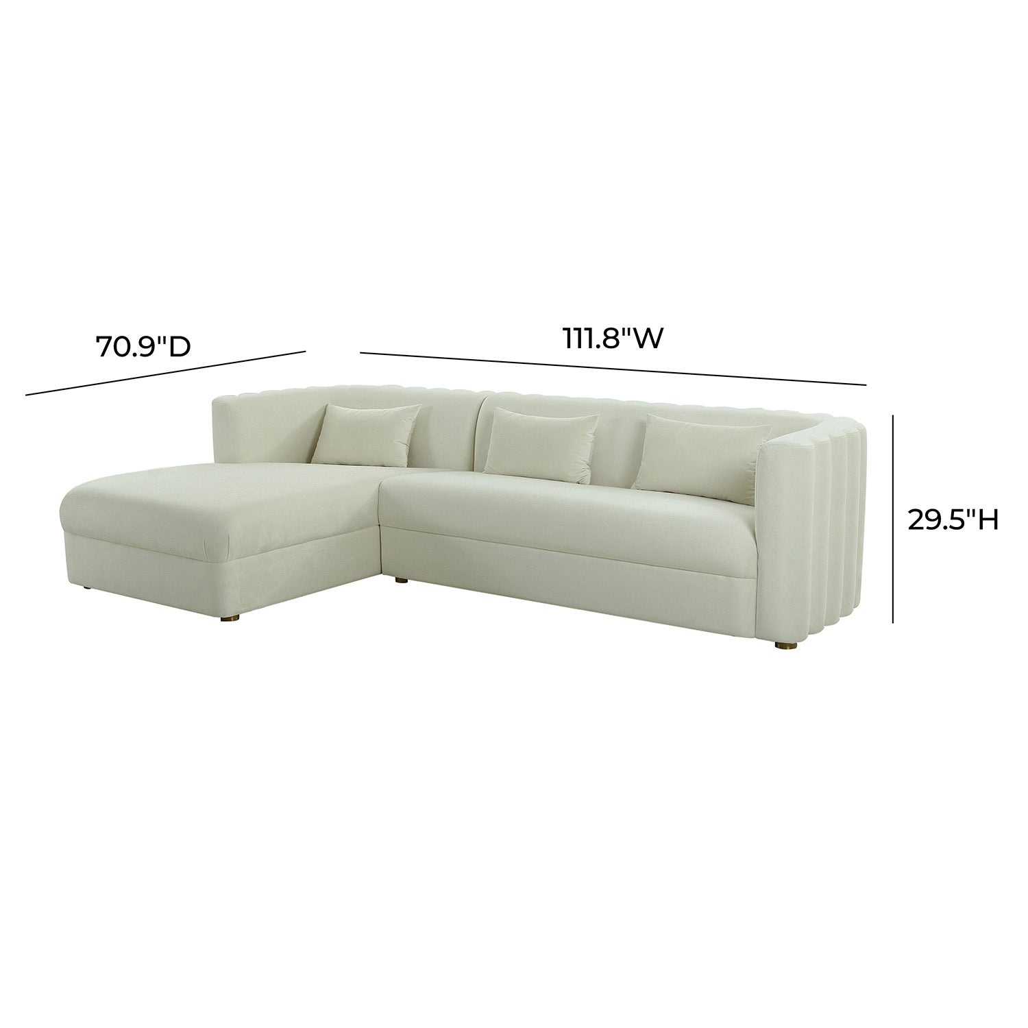 Callie Velvet Left Arm Sectional Sofa | TOV | Home Elegance USA