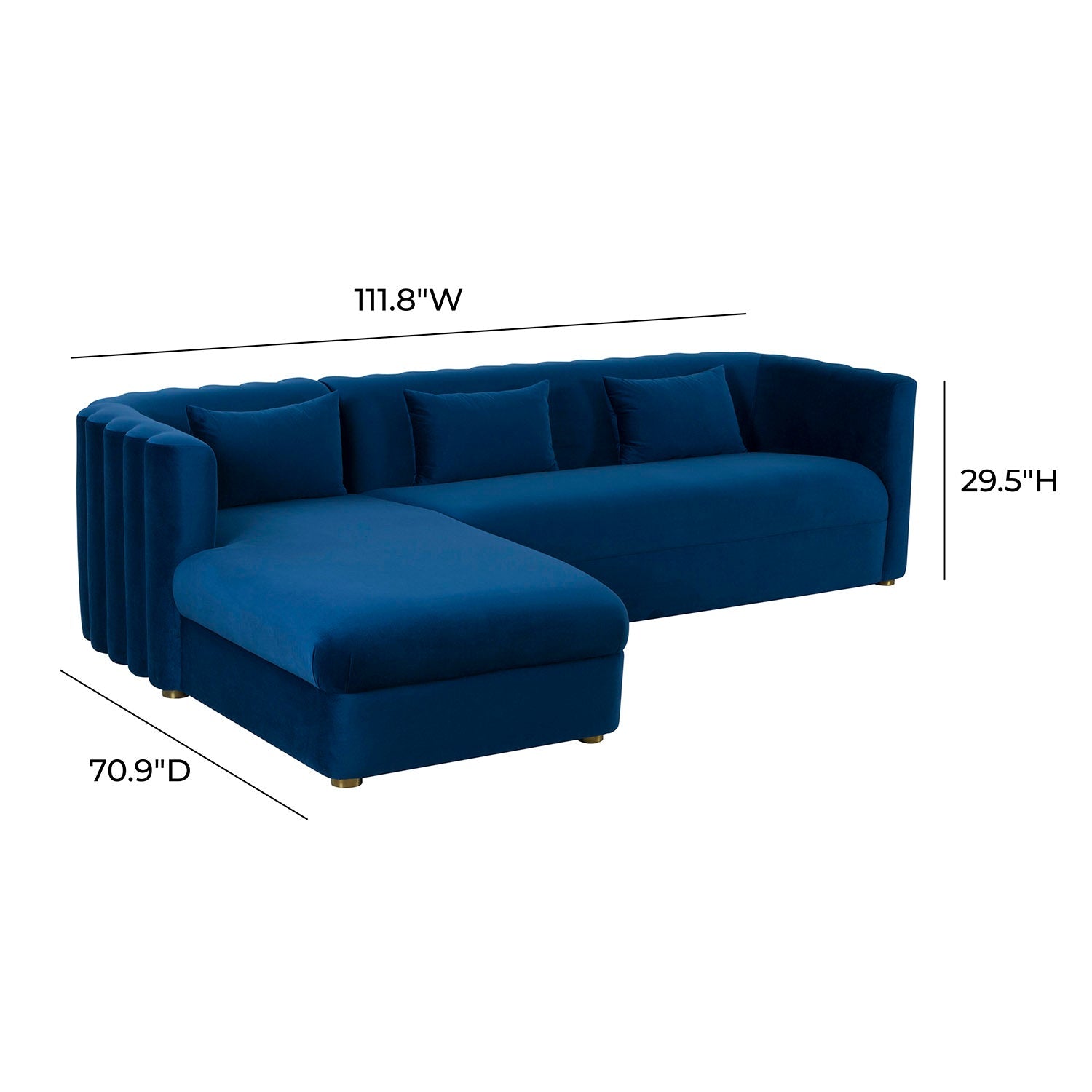 Callie Velvet Left Arm Sectional Sofa | TOV | Home Elegance USA
