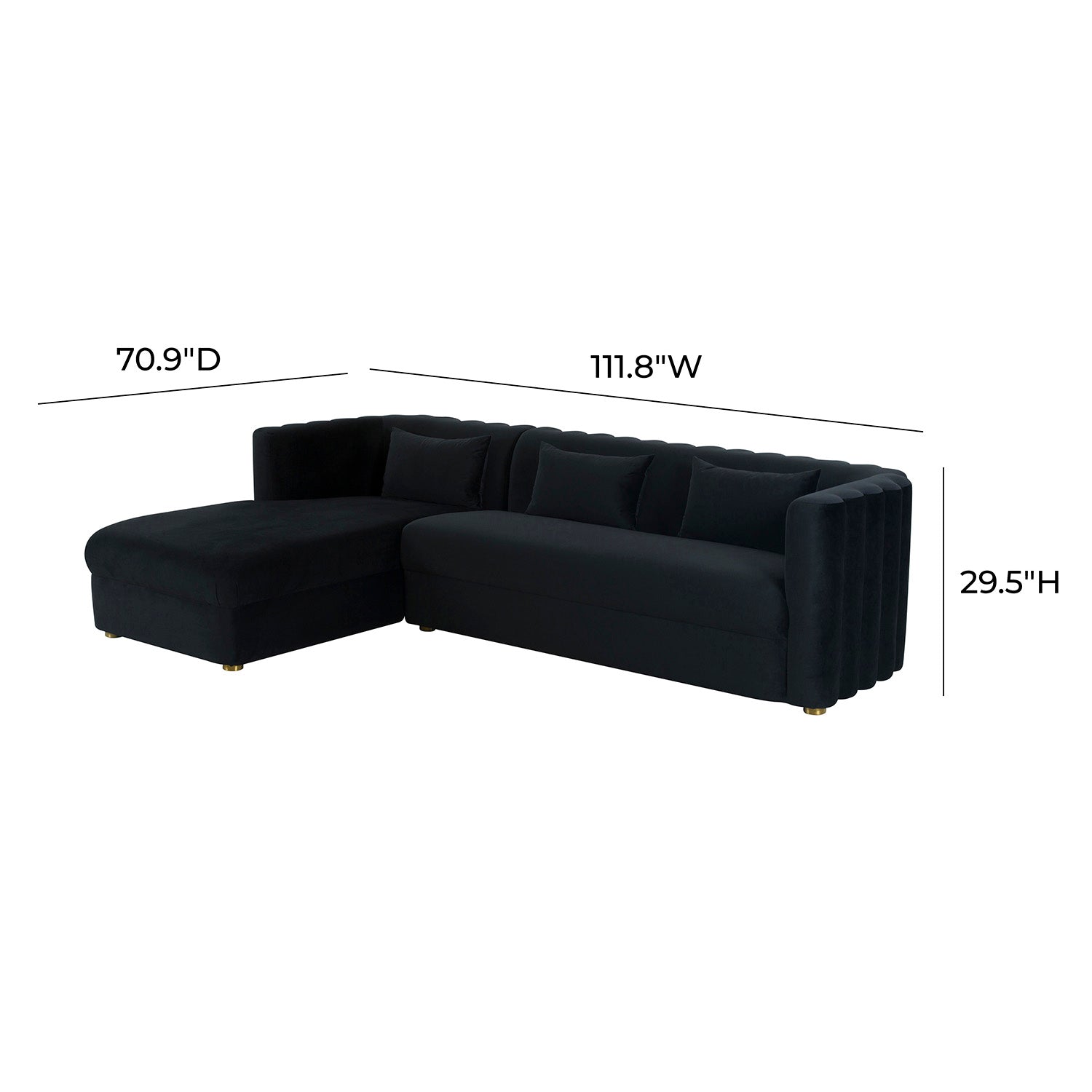 Callie Velvet Left Arm Sectional Sofa | TOV | Home Elegance USA