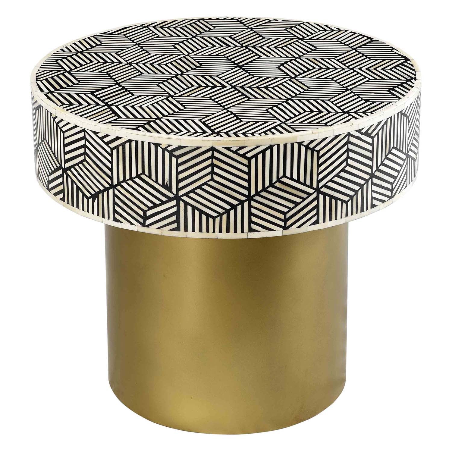 Bone Inlay Round Side Table | TOV | Home Elegance USA