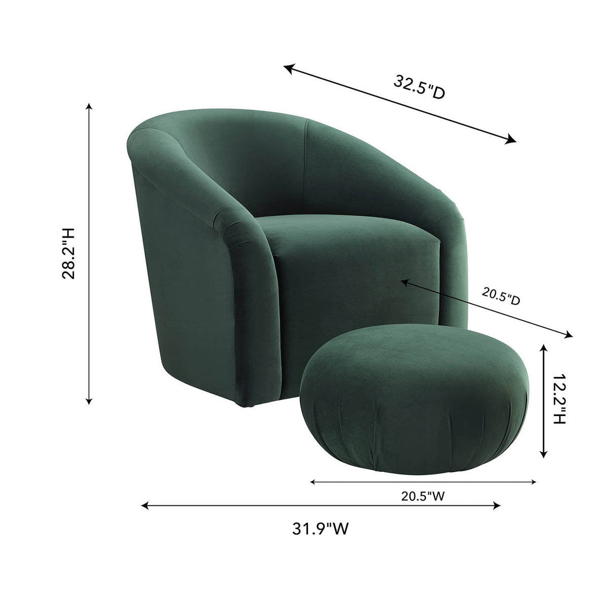 Boboli Velvet Chair/Ottoman Set | TOV | Home Elegance USA