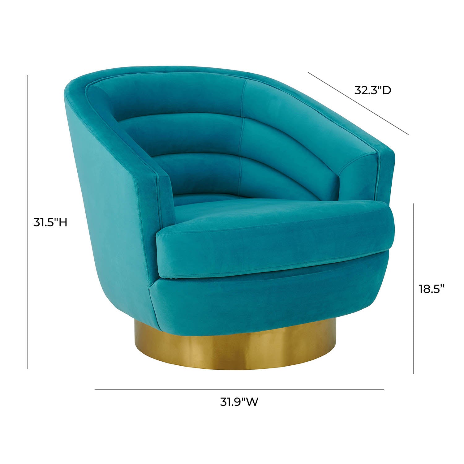 Canyon Velvet Swivel Chair | TOV | Home Elegance USA