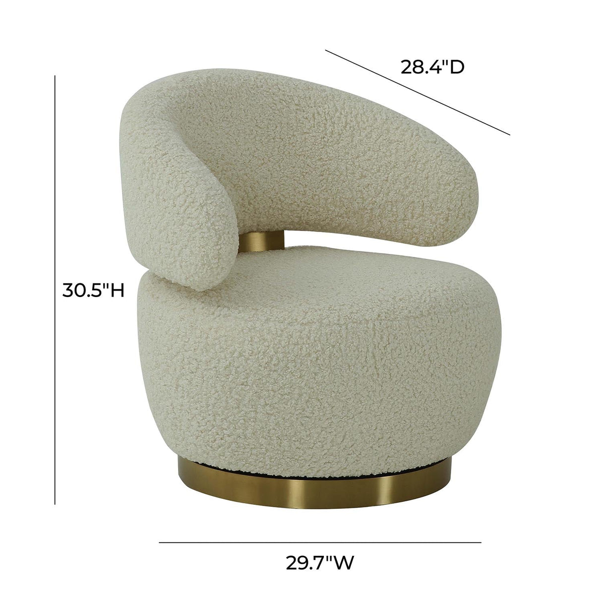 Austin Shearling Swivel Chair | TOV | Home Elegance USA