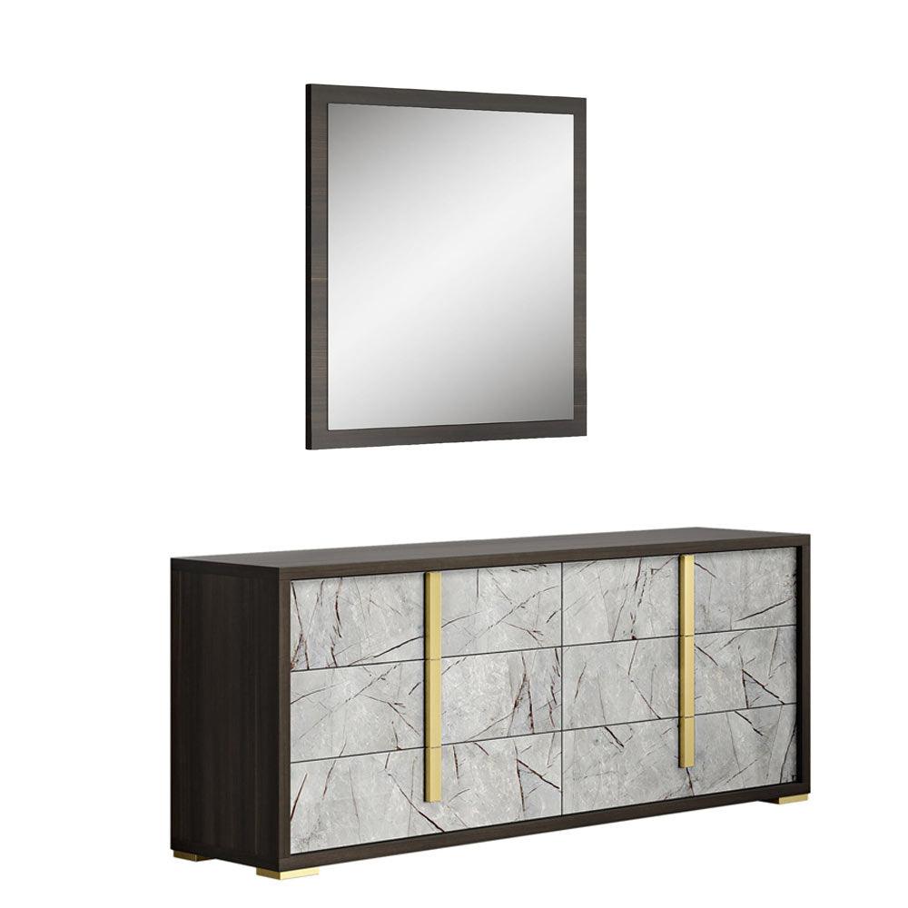 J&M Furniture - Travertine 6 Piece Queen Bedroom Set In Dark Oak And Gray - 18772-Q-6Set