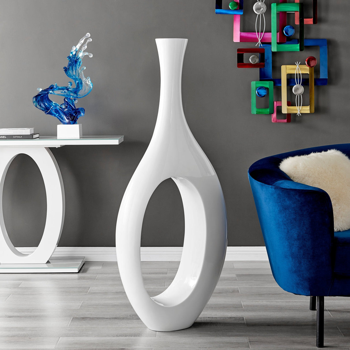 Trombone Vase // Large White - Home Elegance USA