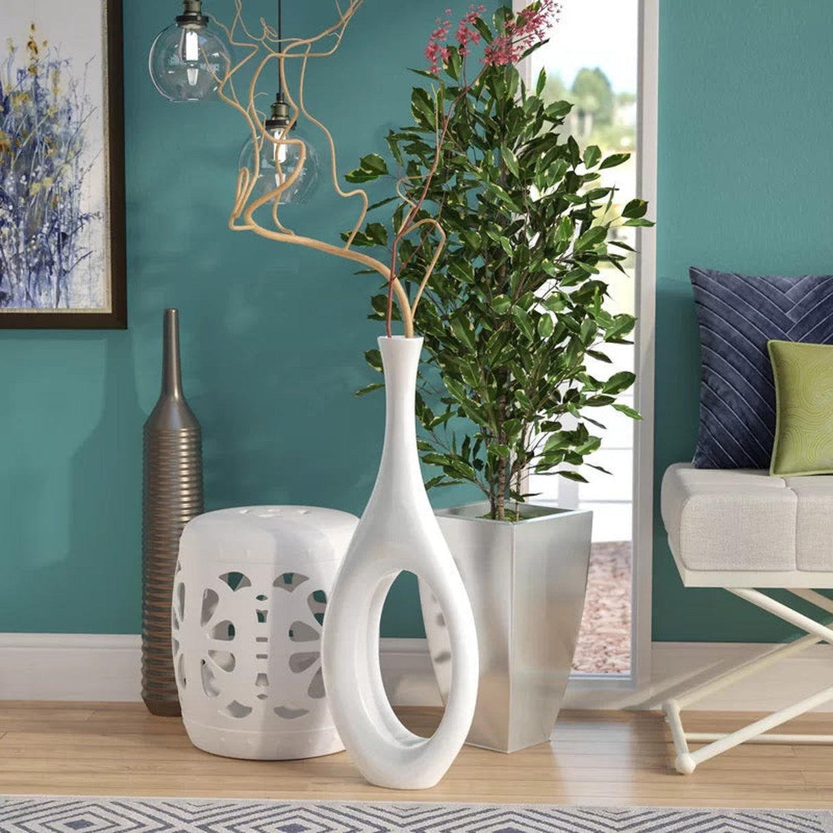 Trombone Vase // Small White - Home Elegance USA