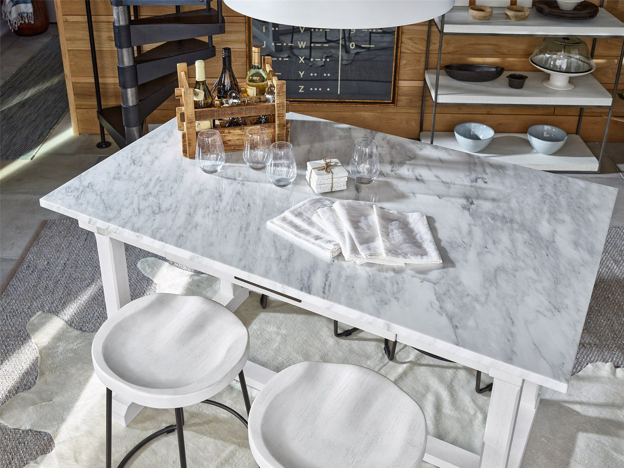 Elena Counter Table Picket Fence Finish with Marble Top – Universal