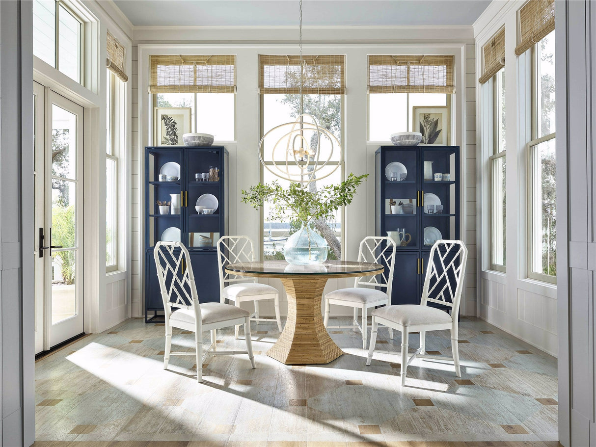 Nantucket Round Dining Table Natural Rattan with Glass Top – Universal