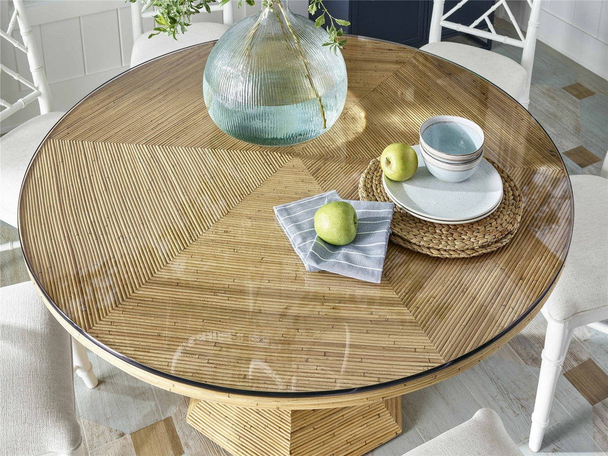 Nantucket Round Dining Table Natural Rattan with Glass Top – Universal
