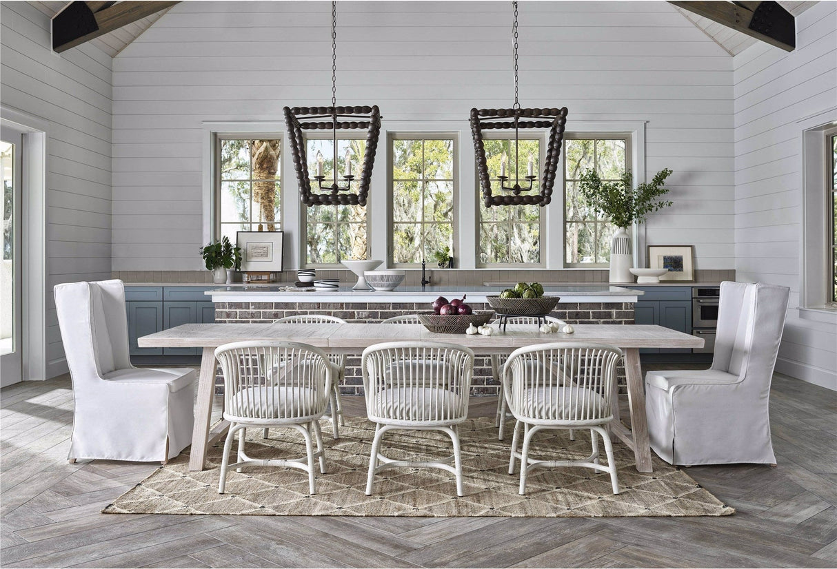 Getaway Dining Table Sea Oat Finish Extendable 124-Inch – Universal