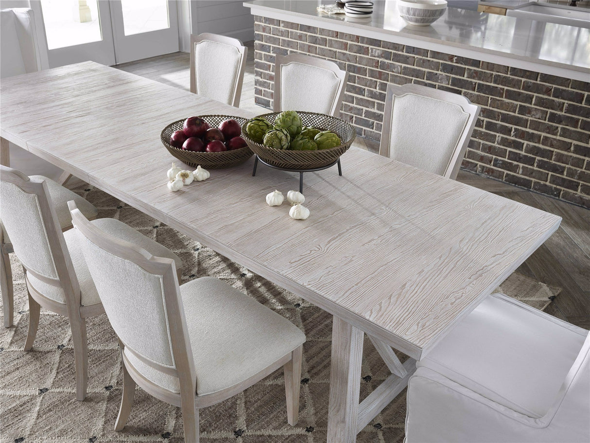 Getaway Dining Table Sea Oat Finish Extendable 124-Inch – Universal