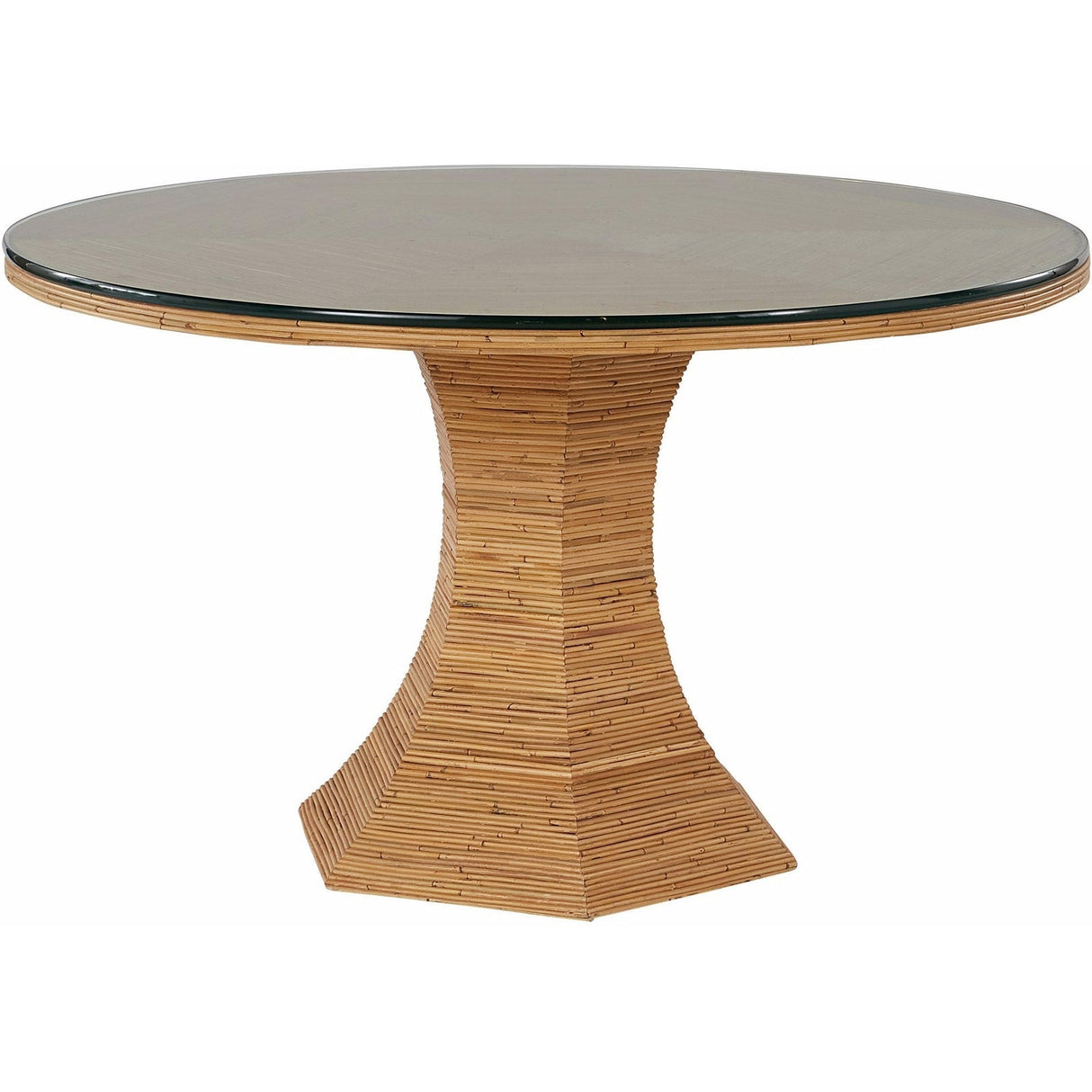 Nantucket Round Dining Table Natural Rattan with Glass Top – Universal