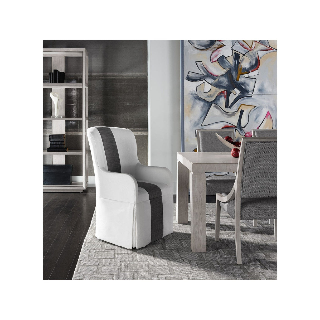 Modern Siltstone Slip Cover Caster Arm Chair | Universal