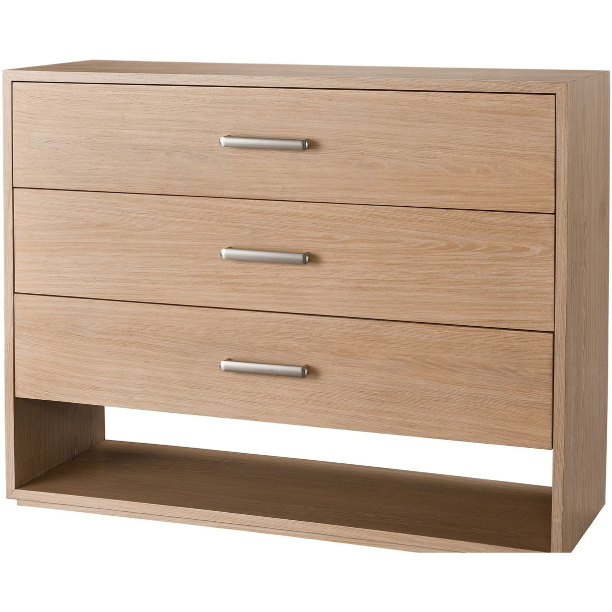 Vista Dresser White Oak with 3 Drawers and Open Shelf | Universal