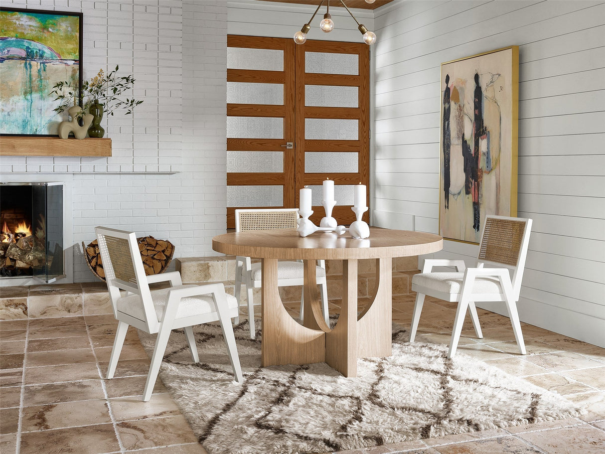 Callon Round Dining Table White Oak Pedestal Base – Universal