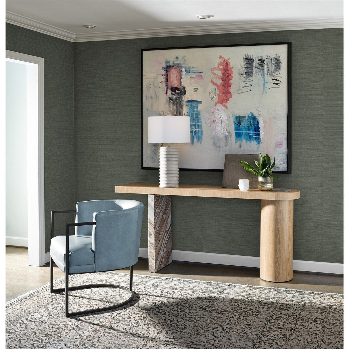Croydon Console Table White Oak & Marble Modern Accent | Universal