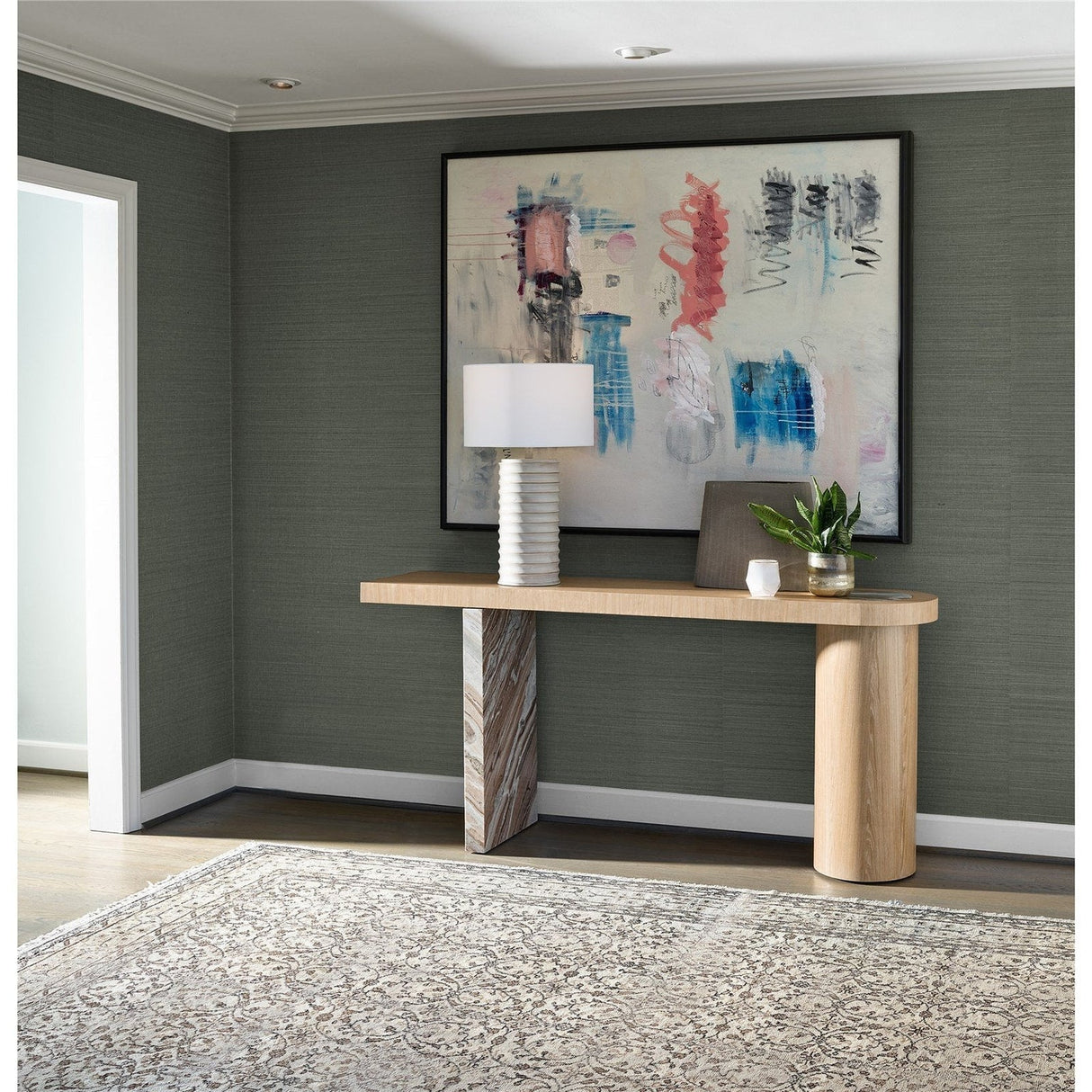 Croydon Console Table White Oak & Marble Modern Accent | Universal
