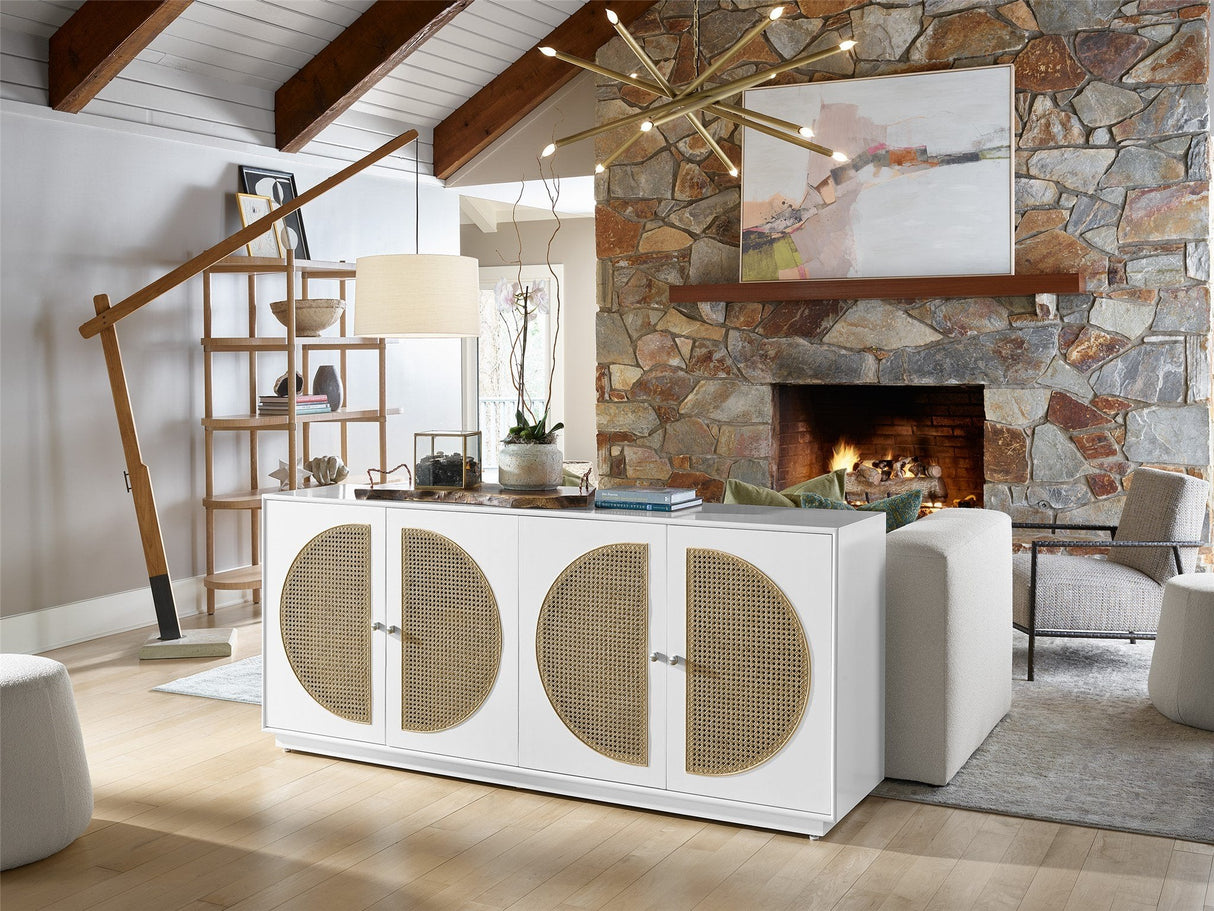 Nomad Credenza Glacier Finish with Cane Doors – Universal