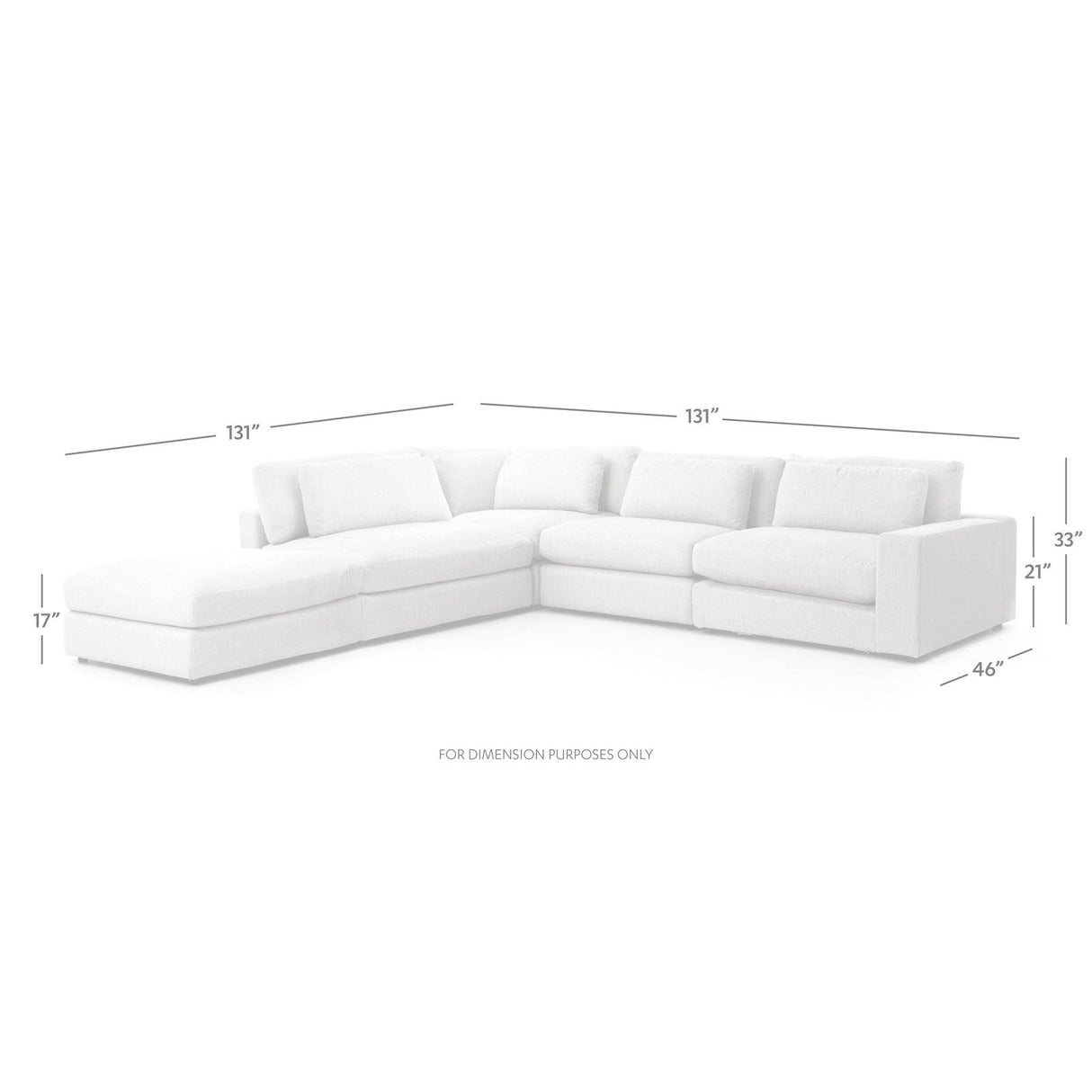 Four Hands Bloor 4 Pc Sectional With Ottoman