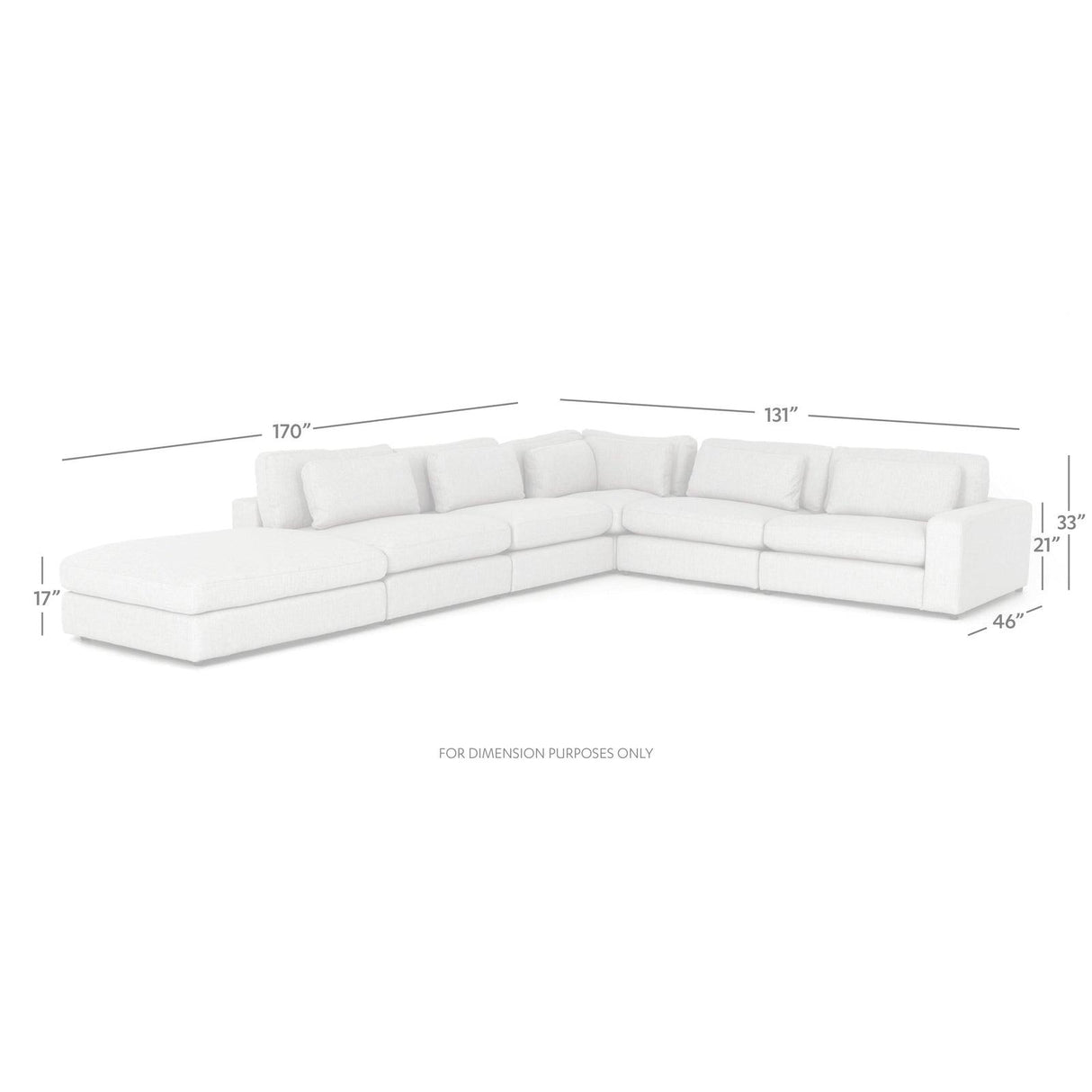 Four Hands Bloor 5 Pc Sectional With Ottoman