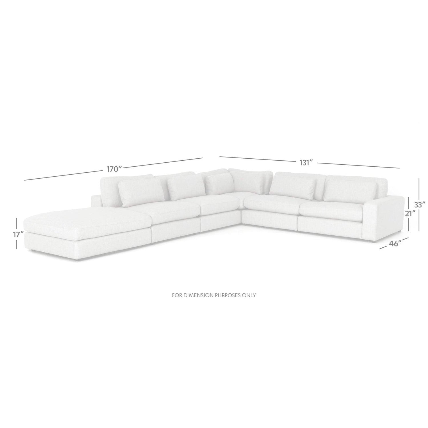 Four Hands Bloor 5 Pc Sectional With Ottoman